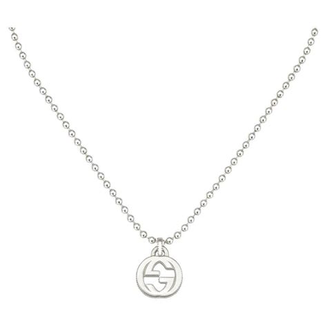 Gucci Interlocking G Onyx Pendant Necklace with Diamond